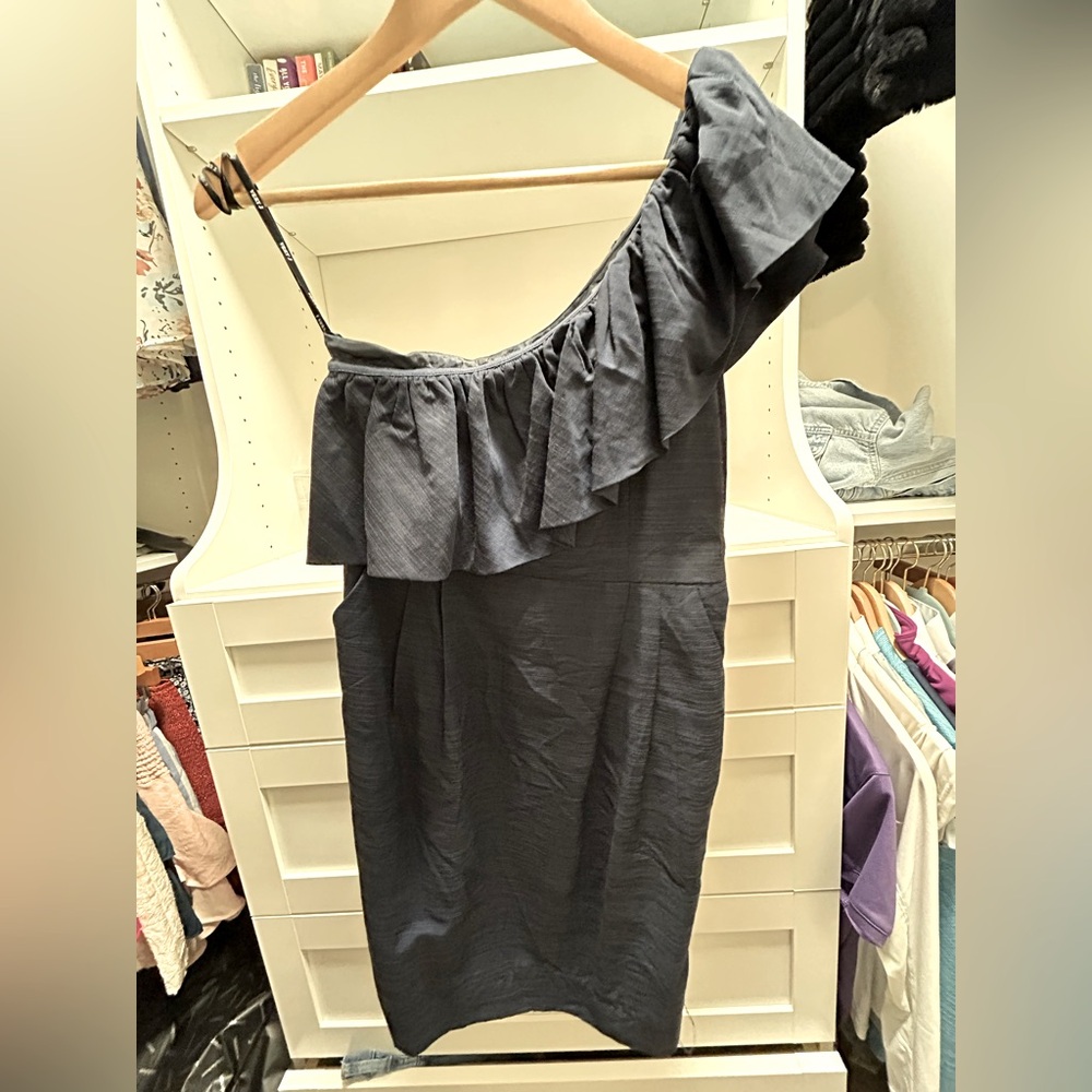 Navy Off the Shoulder Dress